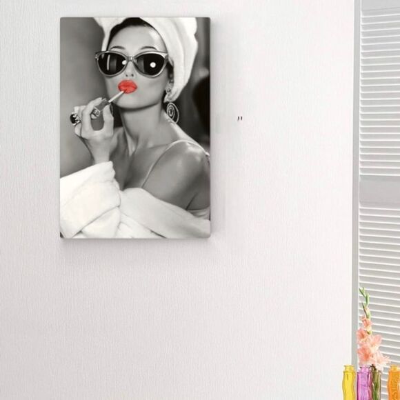 At Home Audrey Hepburn Red Lipstick Framed Wall Decor - Picture 2 of 6